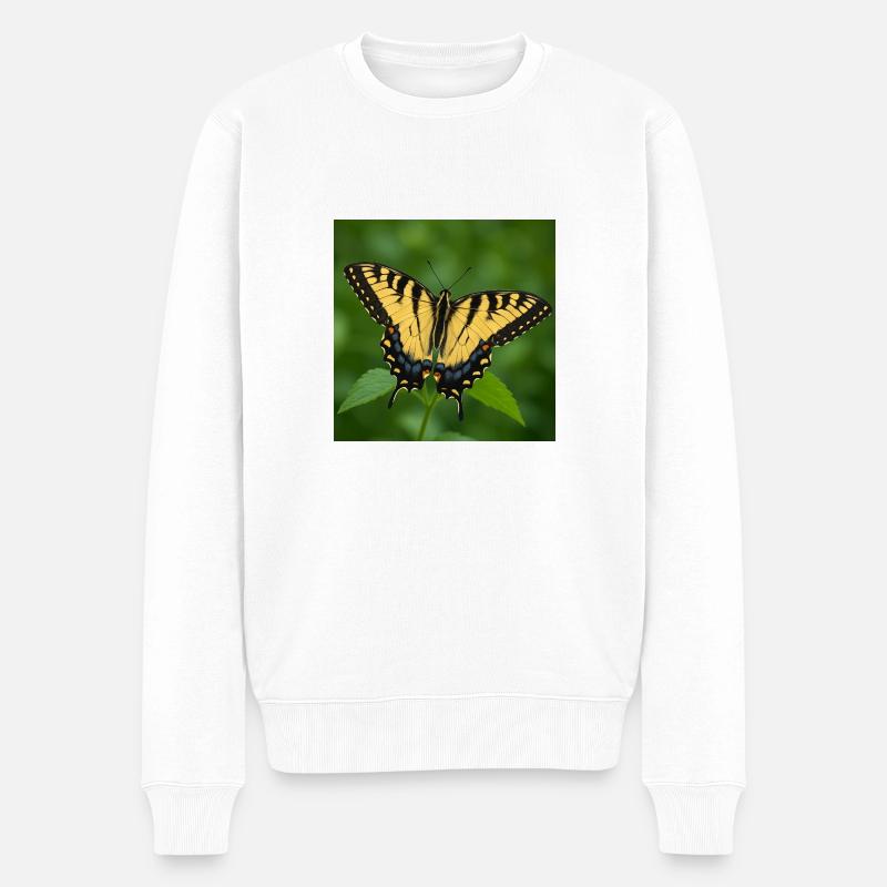 Östlicher Tiger Schwalbenschwanz - Männer Premium Bio Pullover - Weiß