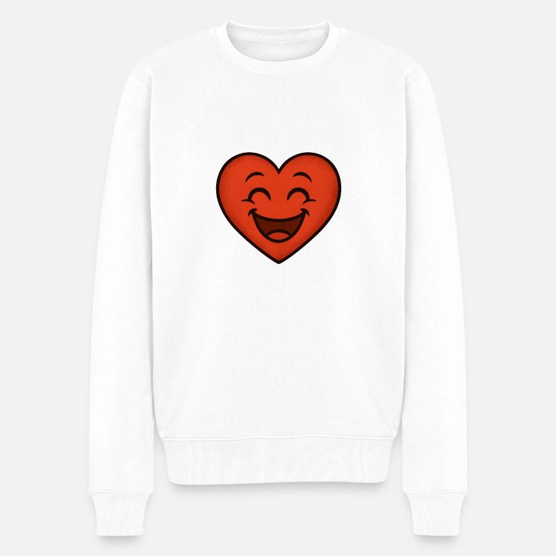 Von Herzen lachen – Wenn Liebe glücklich macht - Männer Premium Bio Pullover - Weiß