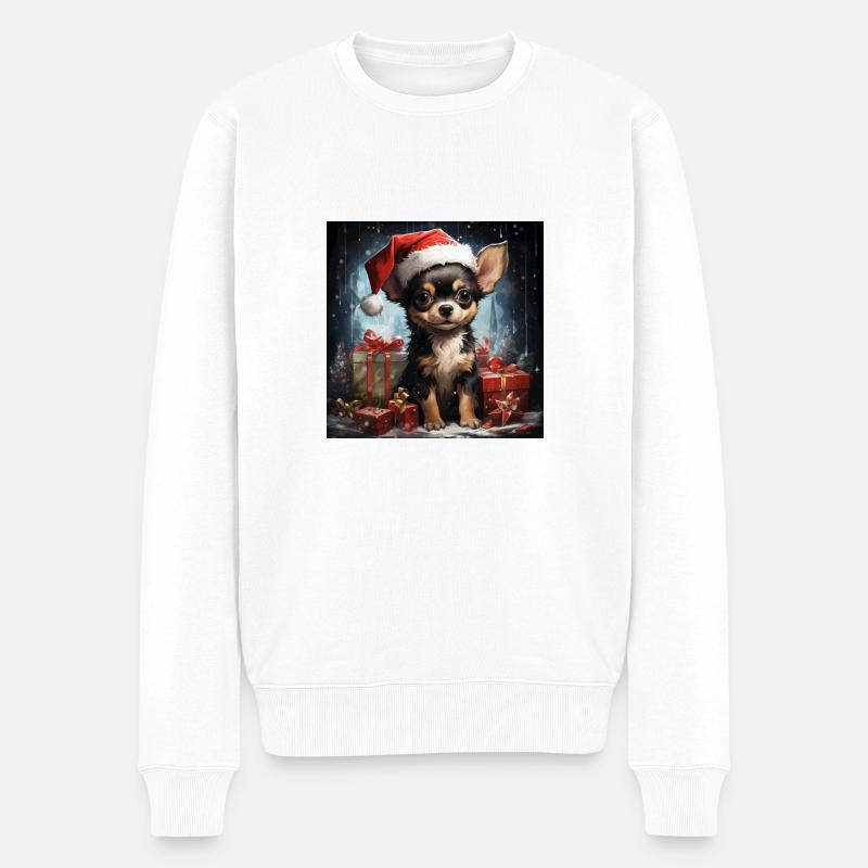 Weihnachten Chihuahua - Männer Premium Bio Pullover - Weiß