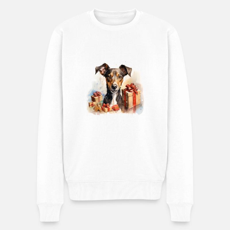 Weihnachten Windhund - Männer Premium Bio Pullover - Weiß