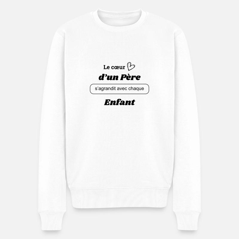 Das Herz eines Vaters wächst - Männer Premium Bio Pullover - Weiß