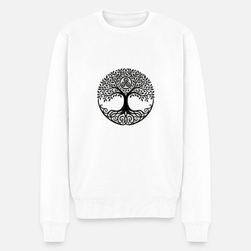 Baum des Lebens. - Männer Premium Bio Pullover - Weiß