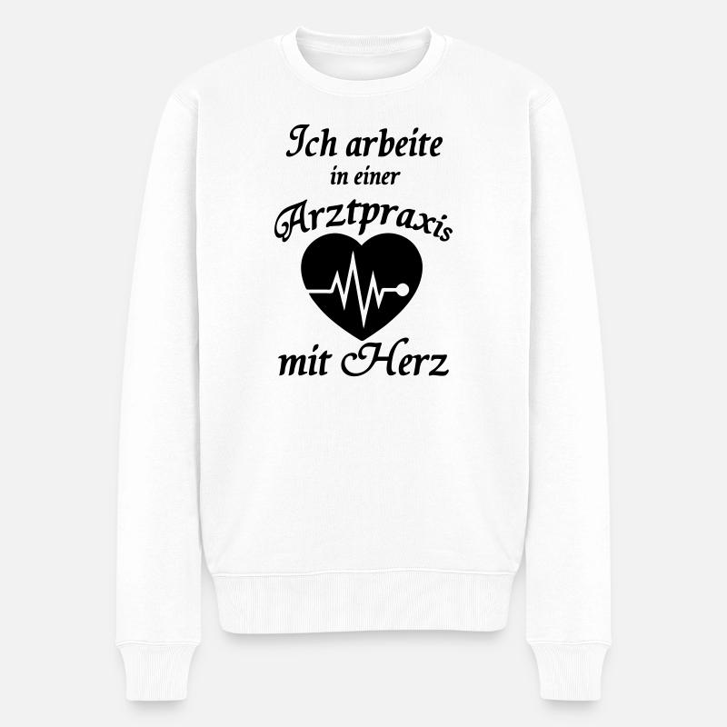 Arztpraxis mit Herz Geschenk Medizin Arzt - Männer Premium Bio Pullover - Weiß