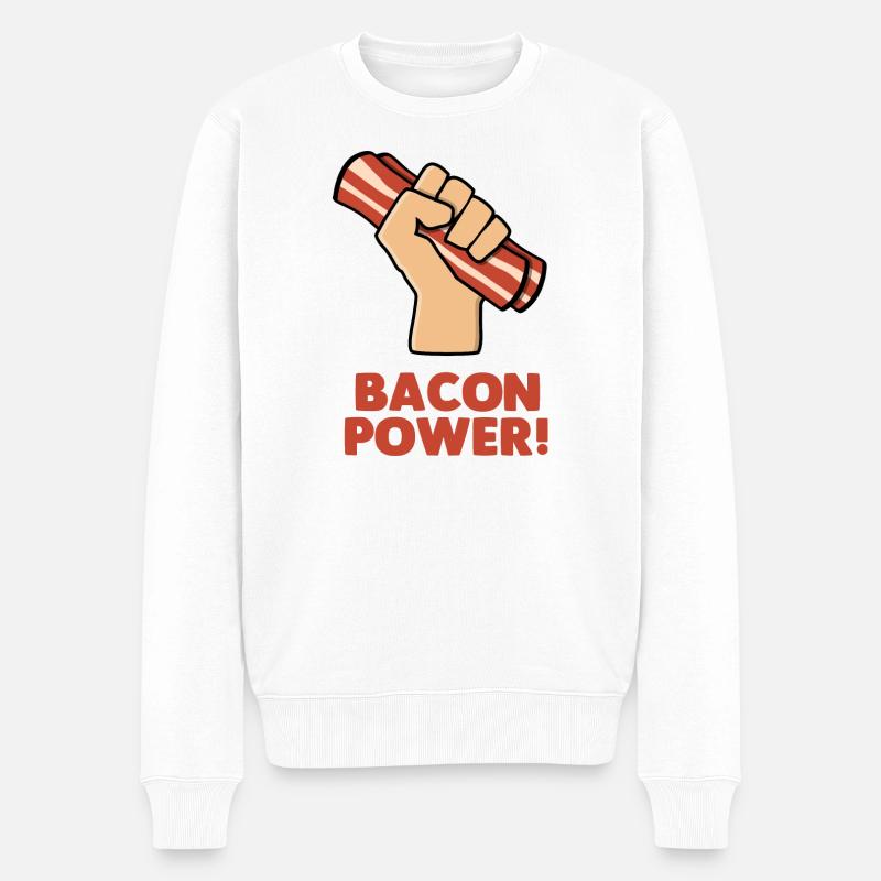 Bacon Power - Männer Premium Bio Pullover - Weiß