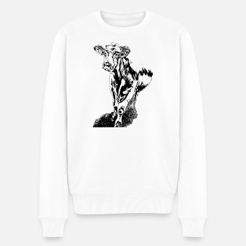 Vache Noir Blanc Bande Dessinée - Pull Premium bio Homme - blanc