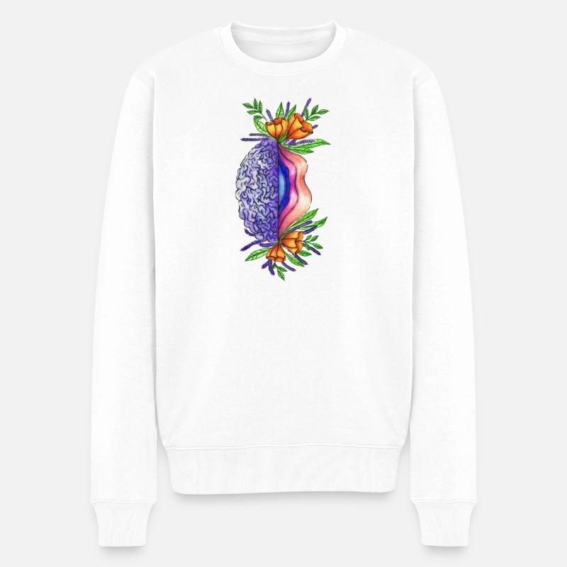 Vulva Brain - Männer Premium Bio Pullover - Weiß