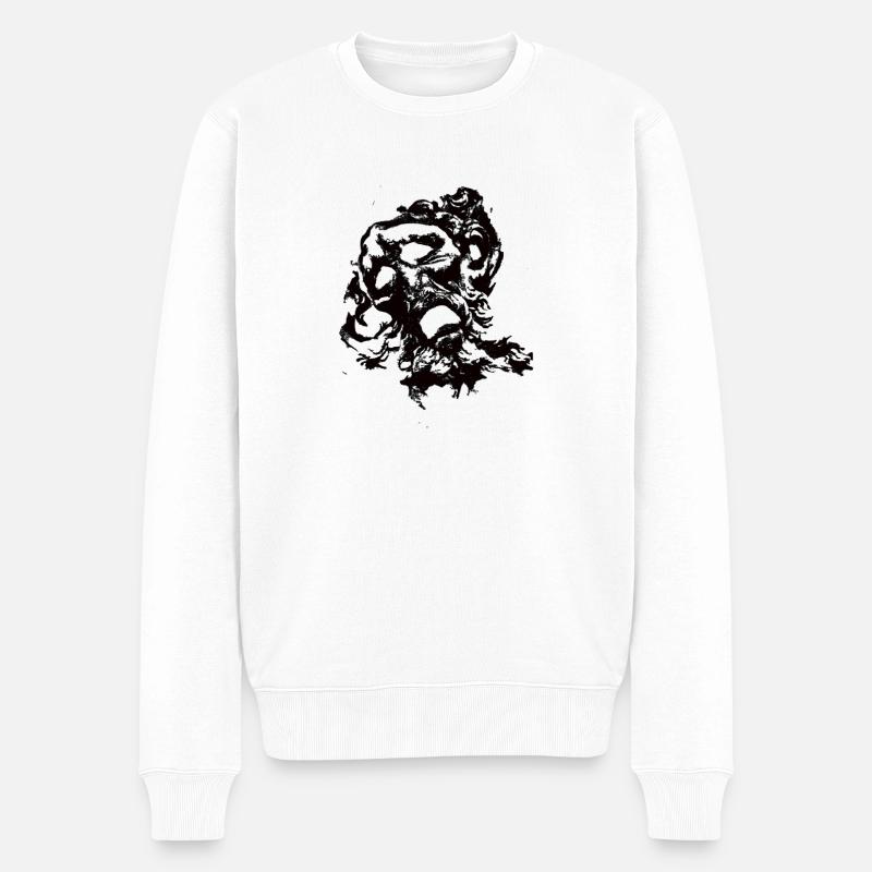 Gesicht schwarz - Männer Premium Bio Pullover - Weiß