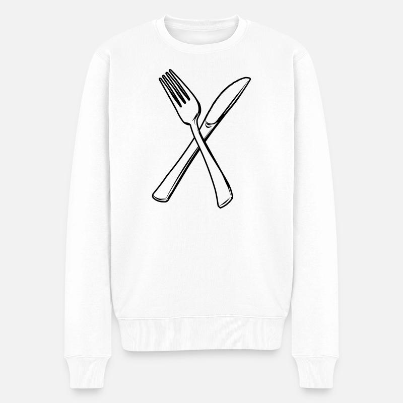 Couteau et fourchette transparents - Pull Premium bio Homme - blanc