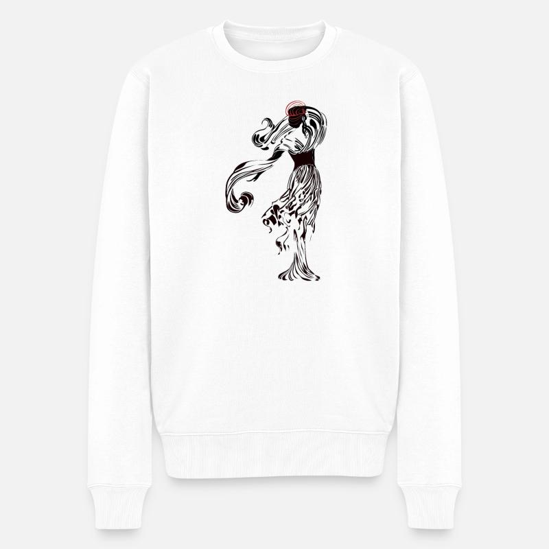 Mystische Dame in Silhouette - Männer Premium Bio Pullover - Weiß