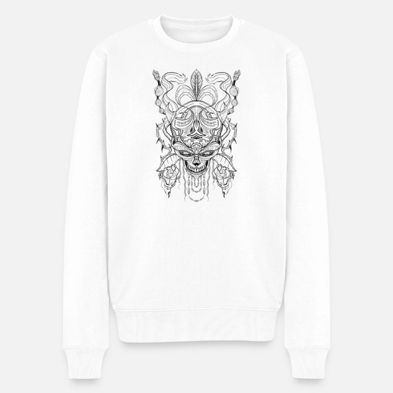 Totenkopf - Männer Premium Bio Pullover - Weiß