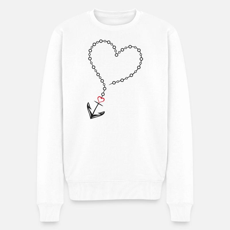 Herz mit Anker - Männer Premium Bio Pullover - Weiß