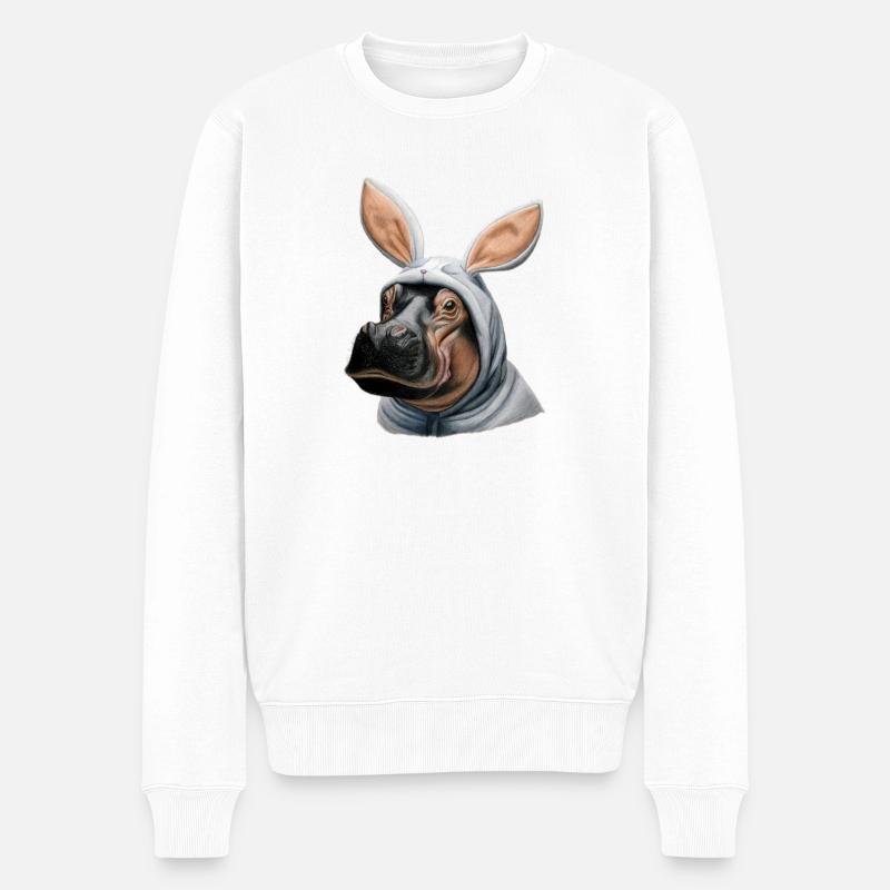 Nilpferd Bunny weiß - Männer Premium Bio Pullover - Weiß