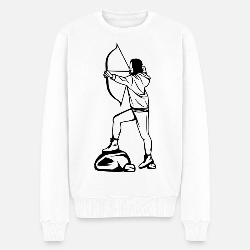 Bogenschützin Skizze - Männer Premium Bio Pullover - Weiß