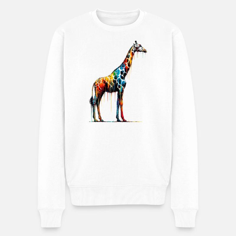 Giraffe - Männer Premium Bio Pullover - Weiß
