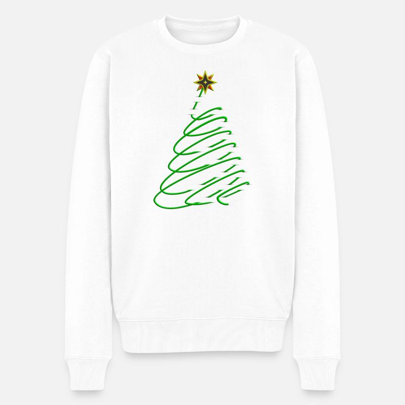 Spirale d’arbre de Noël avec étoile - Pull Premium bio Homme - blanc