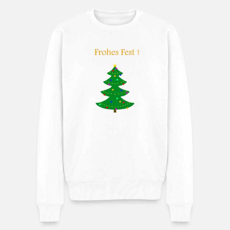 Weihnachtsbaum Frohes Fest - Männer Premium Bio Pullover - Weiß