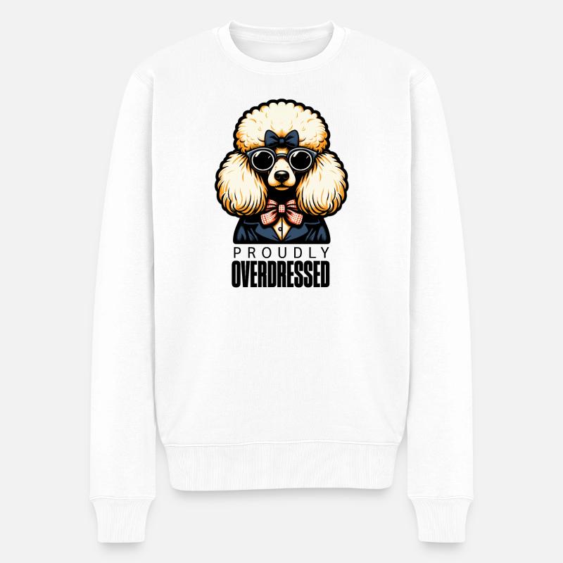 Proudly Overdressed – Pudel im stylischen Anzug - Männer Premium Bio Pullover - Weiß