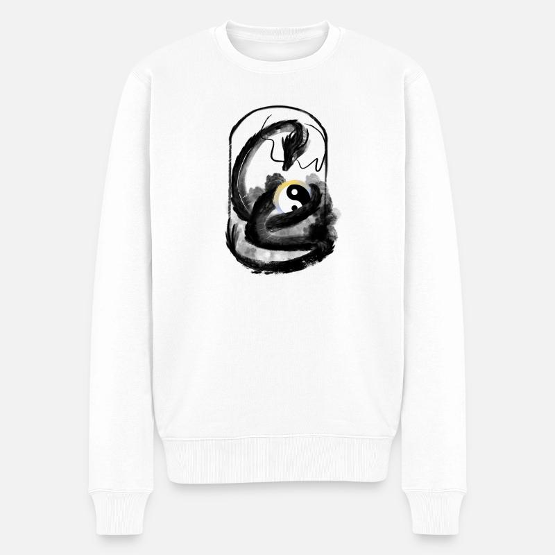 Taiji-Drache - Männer Premium Bio Pullover - Weiß