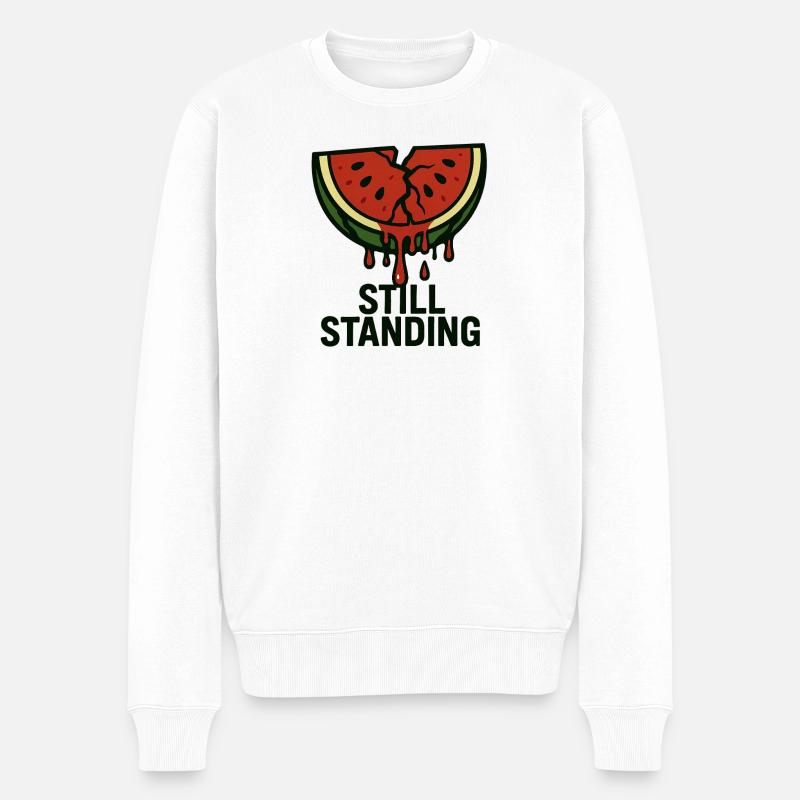 Wassermelone - Still Standing - Männer Premium Bio Pullover - Weiß