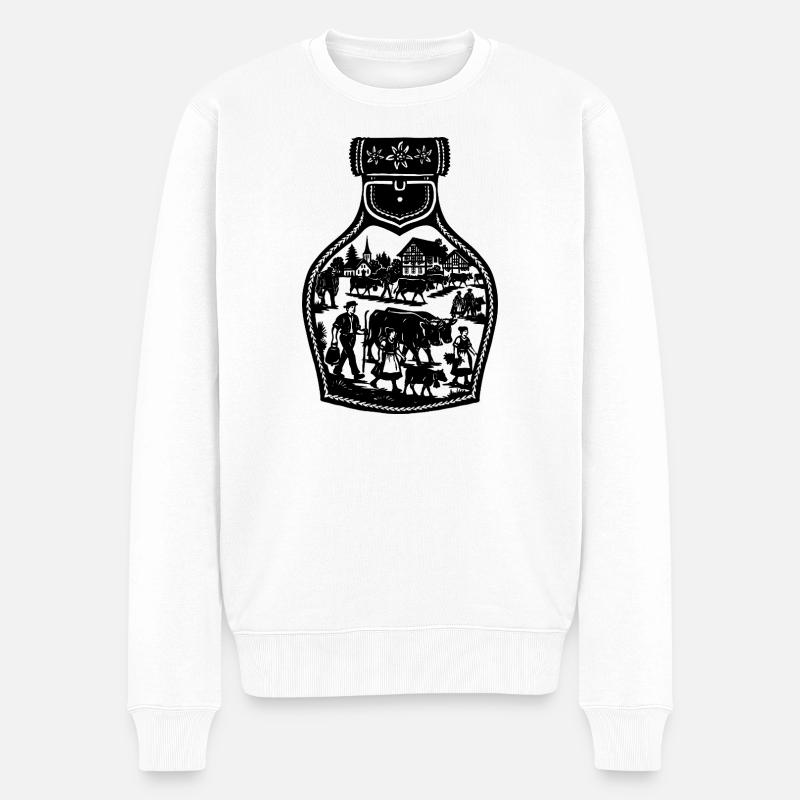 Alpabfahrt_black - Männer Premium Bio Pullover - Weiß