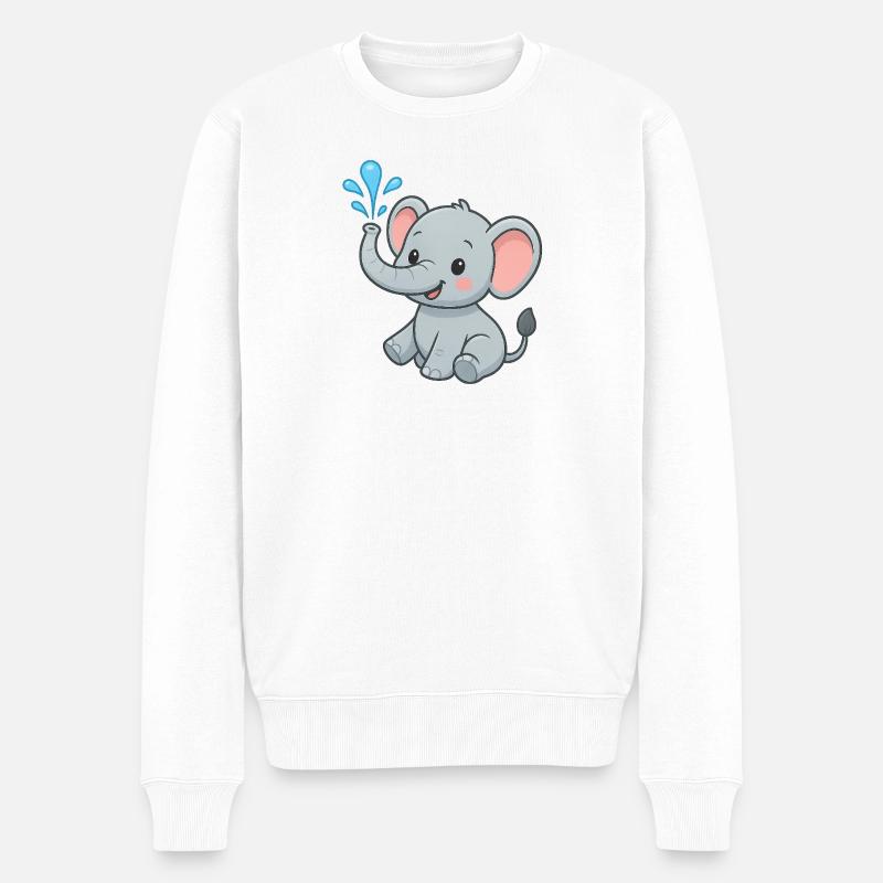 Mignon ami éléphant avec éclaboussure d’eau - Pull Premium bio Homme - blanc
