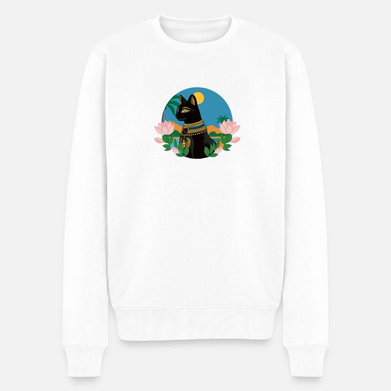 Bastet, ägyptische Göttin - Männer Premium Bio Pullover - Weiß