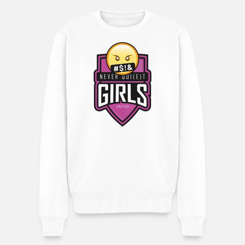 never_quiet_girls_united - Männer Premium Bio Pullover - Weiß