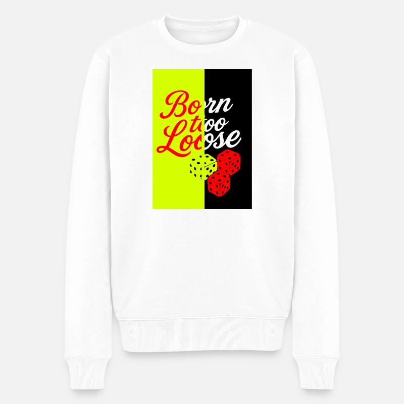 Würfel- und Zitat-Design - Männer Premium Bio Pullover - Weiß