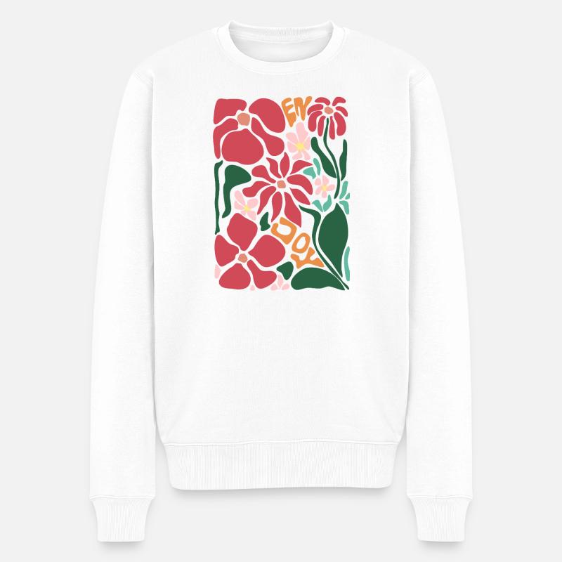 Fleurs de Bonne Humeur - Rouge - Pull Premium bio Homme - blanc