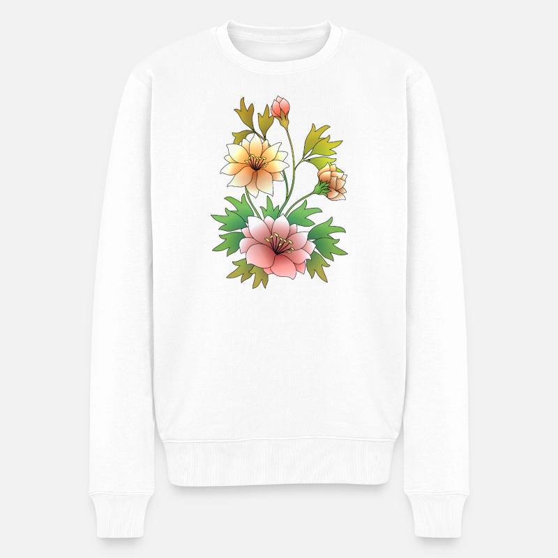 Blumen - Männer Premium Bio Pullover - Weiß