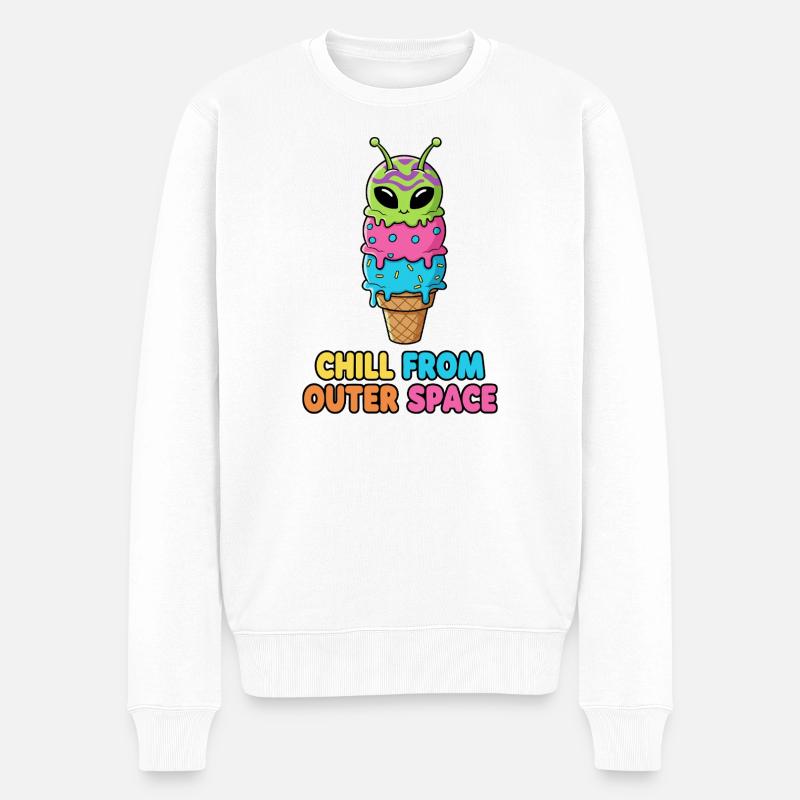 Außerirdischer Eiscreme-Kegel - Männer Premium Bio Pullover - Weiß
