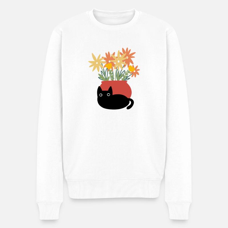 Cat with vase - Männer Premium Bio Pullover - Weiß