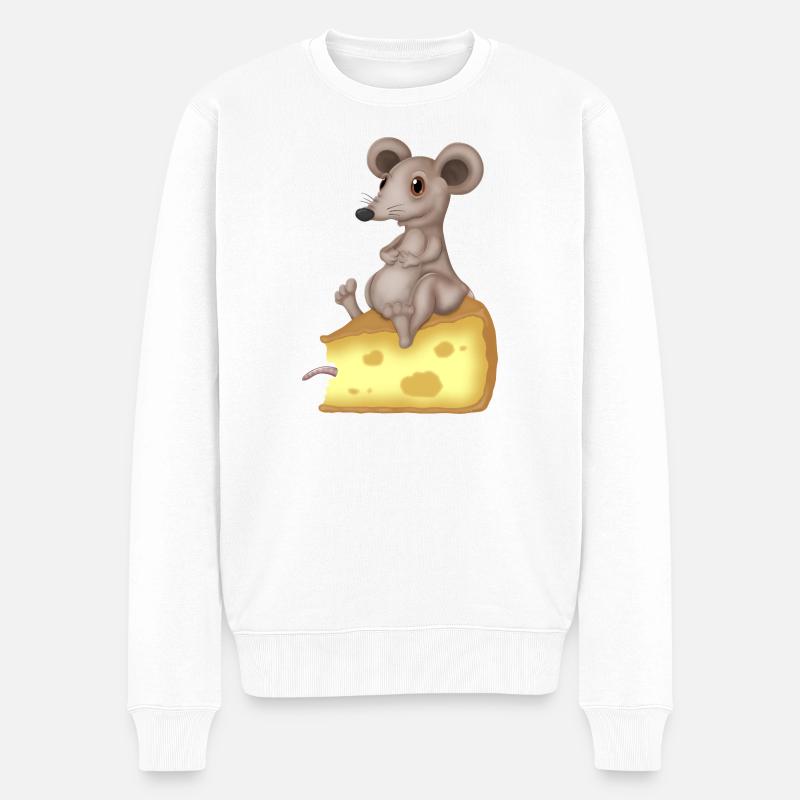 Souris mignonne sur fromage - Pull Premium bio Homme - blanc