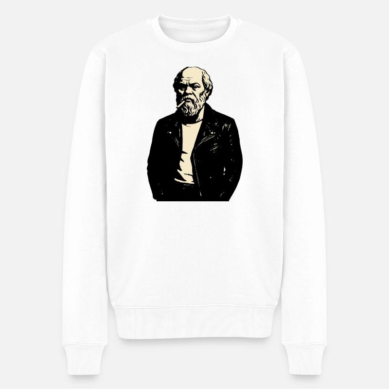 Socrate en punk rockeur rebelle - Pull Premium bio Homme - blanc