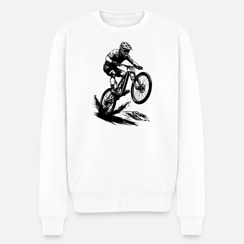 Energetisches Mountainbiken - Männer Premium Bio Pullover - Weiß