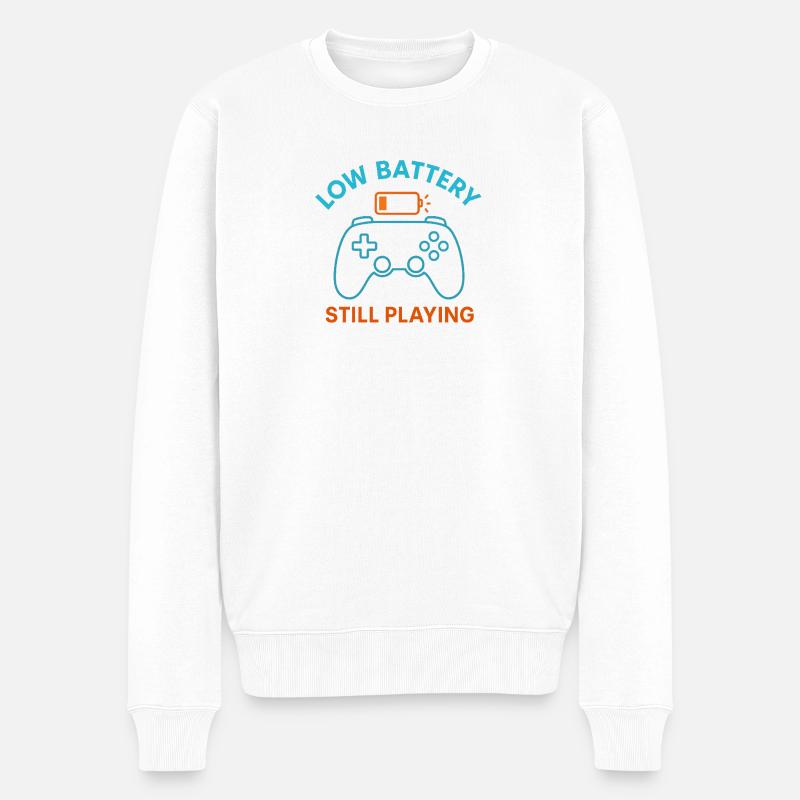 Batterie faible Continuez à jouer - Pull Premium bio Homme - blanc