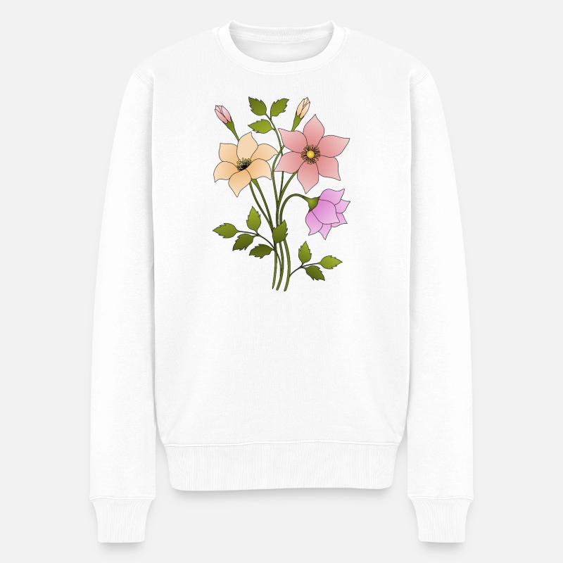 Blumen - Männer Premium Bio Pullover - Weiß