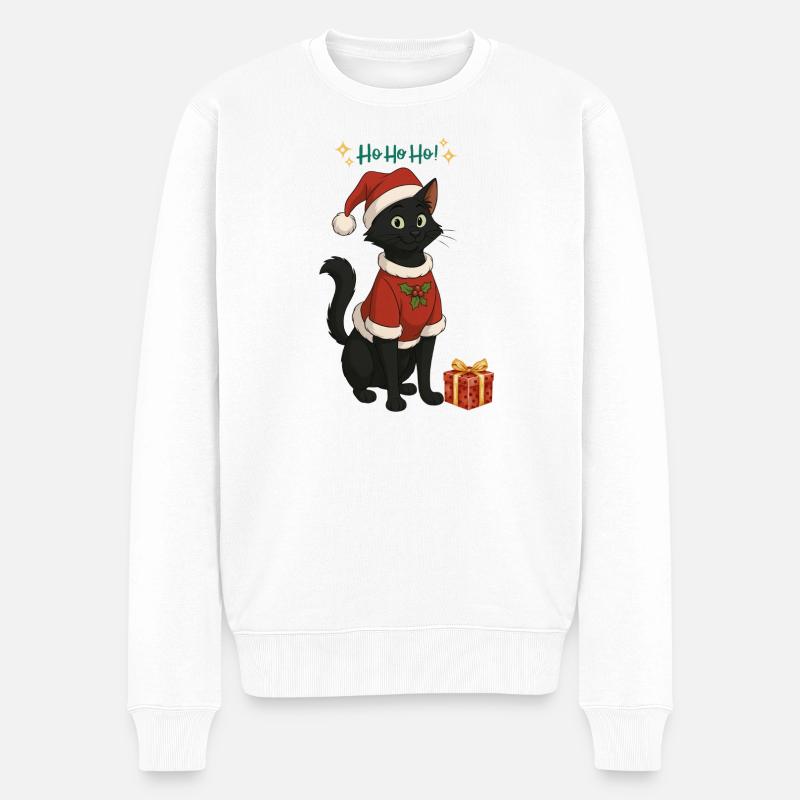 HoHoHo!! chat noir - Pull Premium bio Homme - blanc