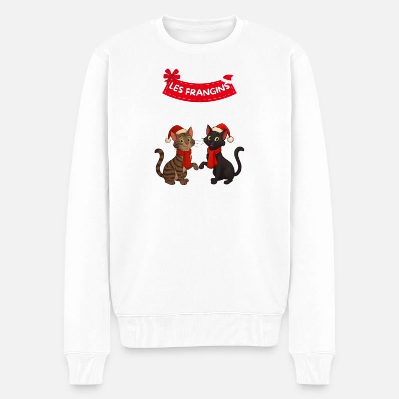 Die Brüder, 2 Weihnachtskatzen - Männer Premium Bio Pullover - Weiß