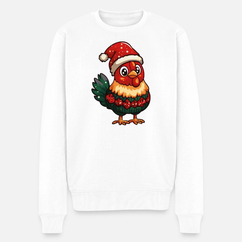 Hahn Weihnachten - Männer Premium Bio Pullover - Weiß