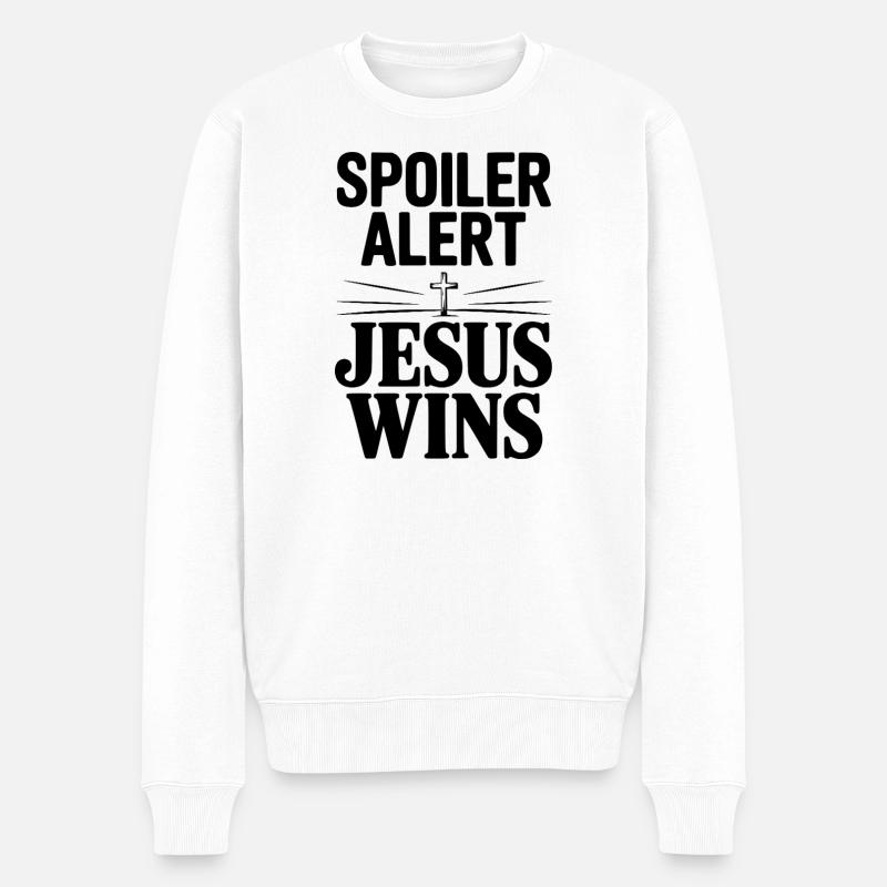 Spoilerwarnung: Jesus gewinnt! - Männer Premium Bio Pullover - Weiß