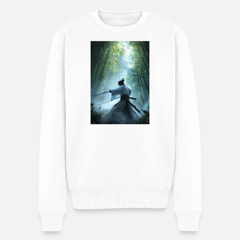 Samouraï dans la forêt - Pull Premium bio Homme - blanc