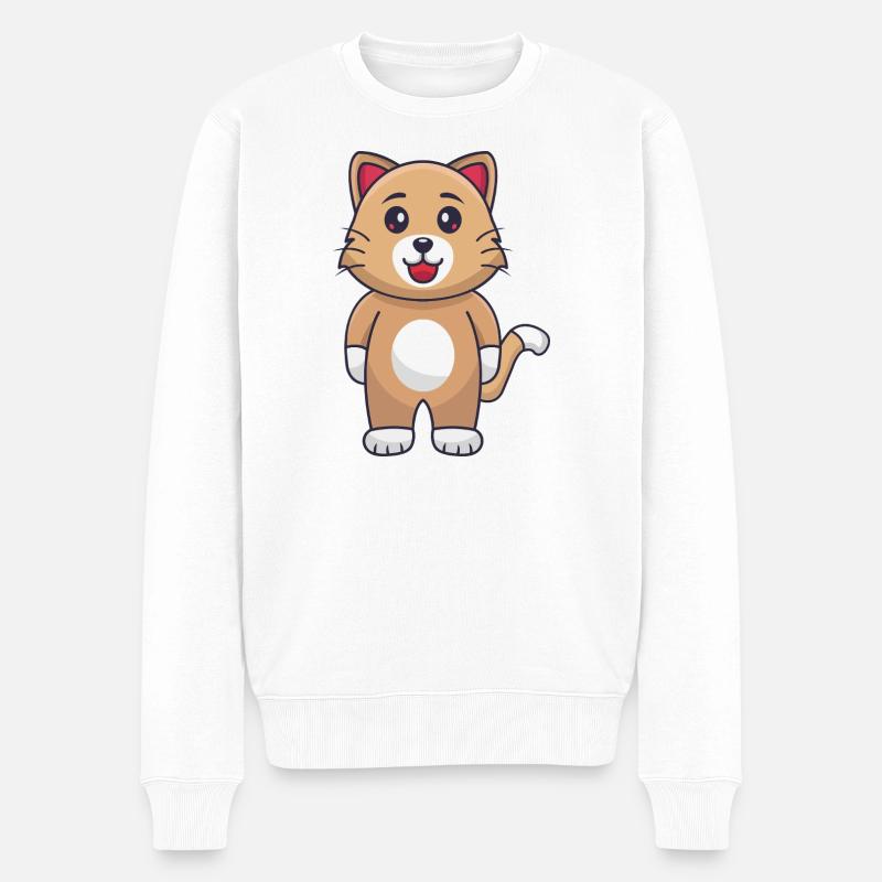 Chat de dessin animé - Pull Premium bio Homme - blanc