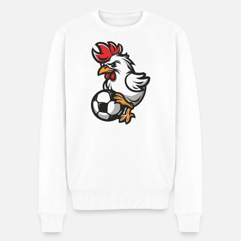 Hahn Fußball Comic - Männer Premium Bio Pullover - Weiß