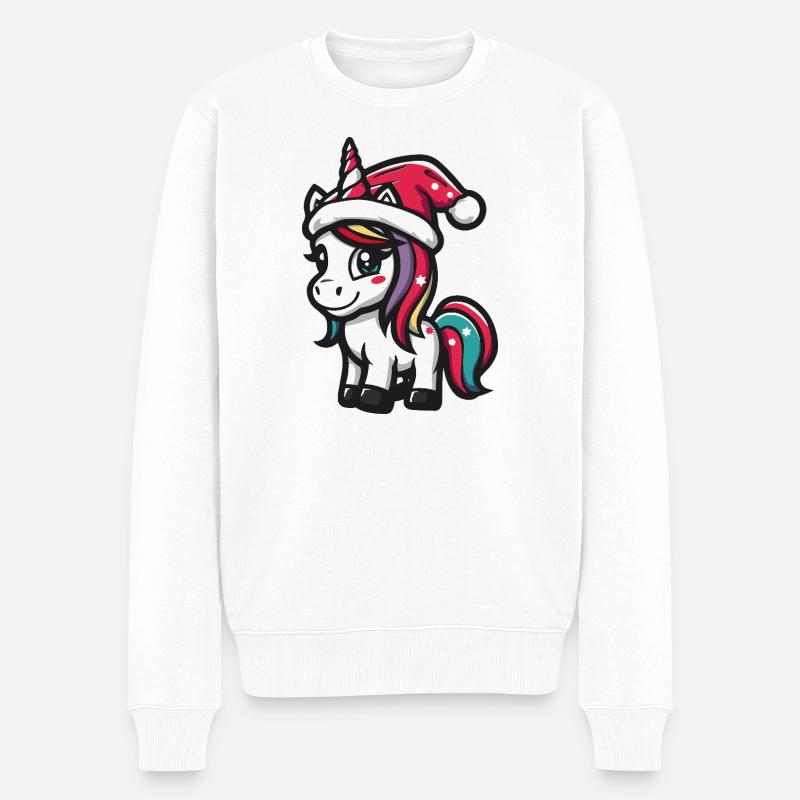 Einhorn Weihnachten - Männer Premium Bio Pullover - Weiß