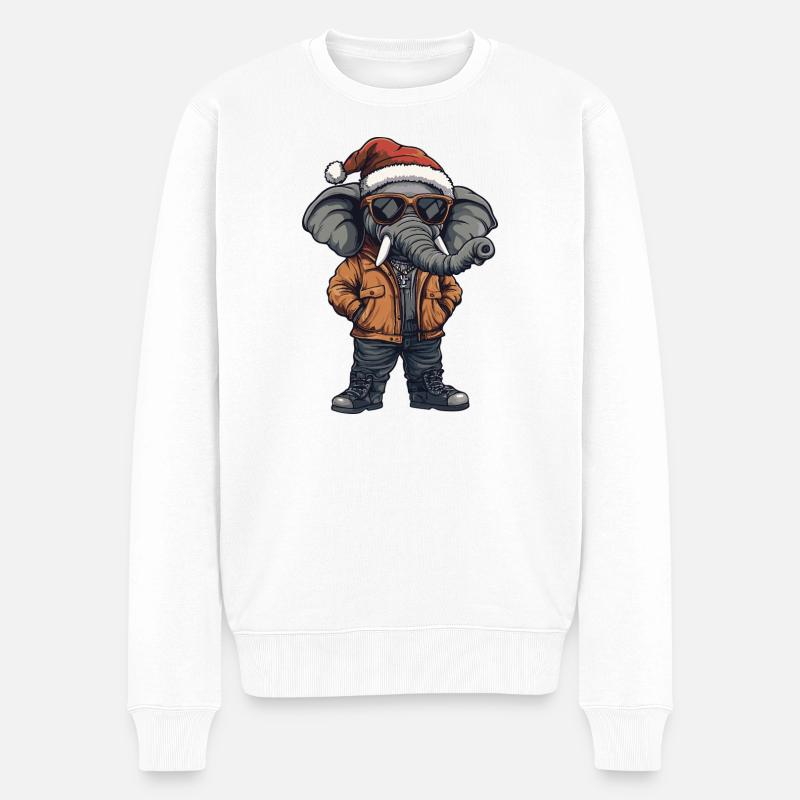 Noël Éléphant Hiver - Pull Premium bio Homme - blanc