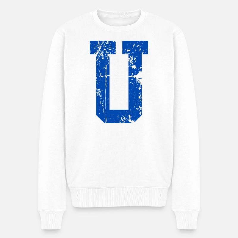 Lettre u sport rétro  - Pull Premium bio Homme - blanc