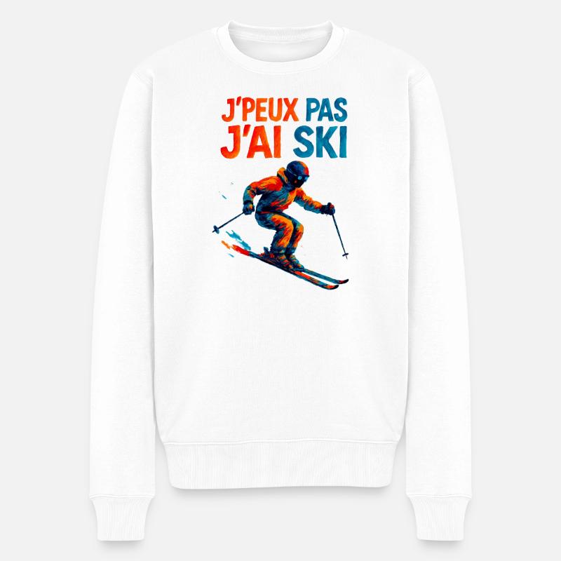 Ich kann nicht Skifahren. - Männer Premium Bio Pullover - Weiß