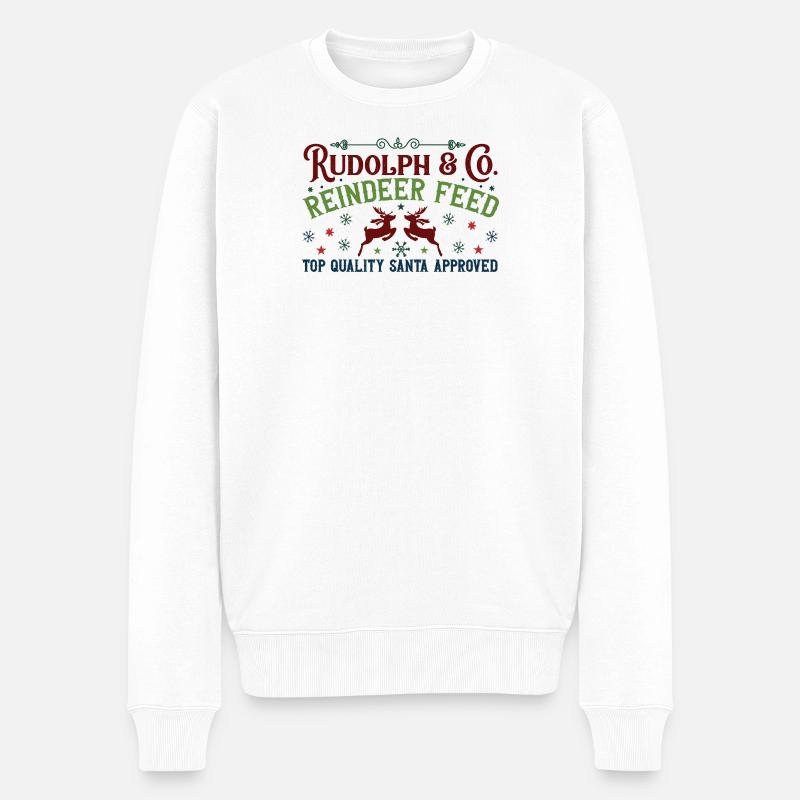 Rentier Futter Fest Weihnacht - Männer Premium Bio Pullover - Weiß