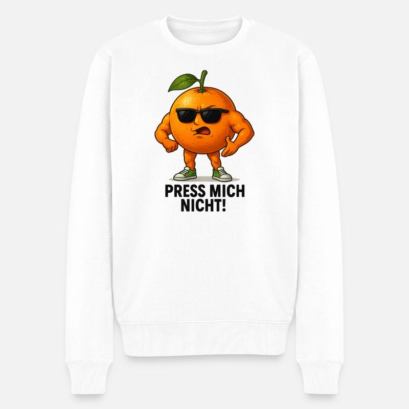 Press Mich Nicht Orange - Männer Premium Bio Pullover - Weiß